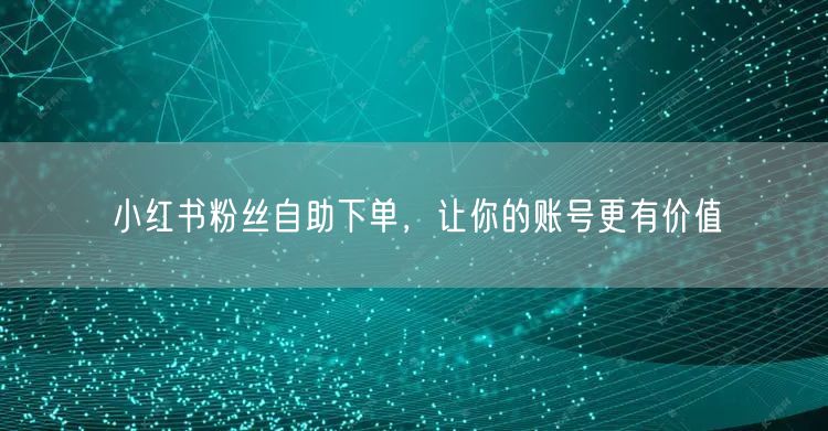 小红书粉丝自助下单，让你的账号更有价值