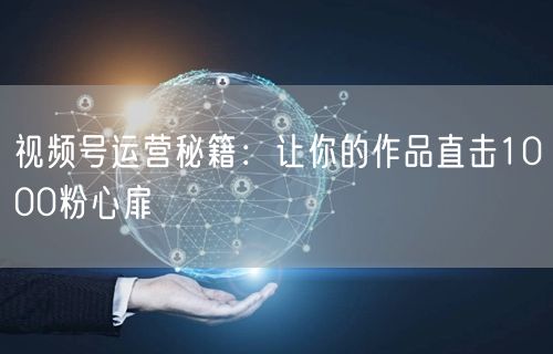 视频号运营秘籍：让你的作品直击1000粉心扉