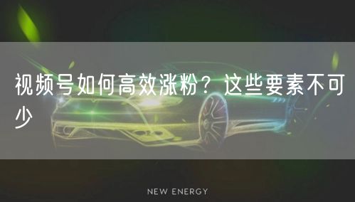 视频号如何高效涨粉？这些要素不可少