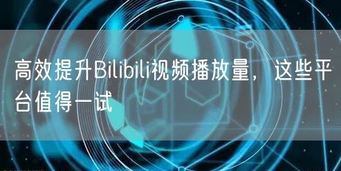高效提升Bilibili视频播放量，这些平台值得一试