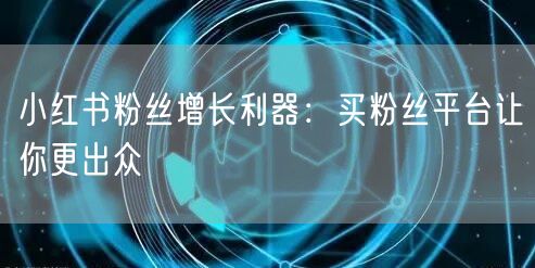 小红书粉丝增长利器：买粉丝平台让你更出众