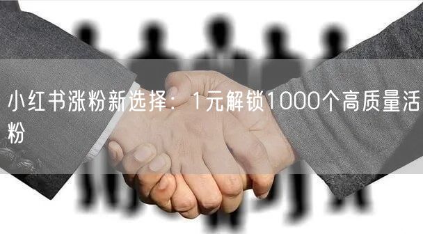 小红书涨粉新选择：1元解锁1000个高质量活粉