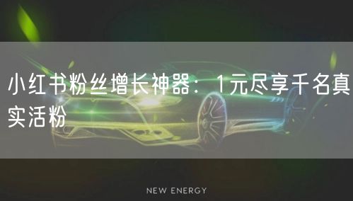 小红书粉丝增长神器：1元尽享千名真实活粉