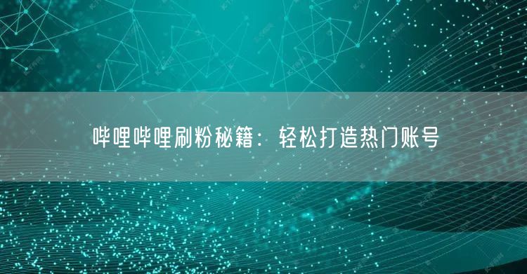 哔哩哔哩刷粉秘籍：轻松打造热门账号