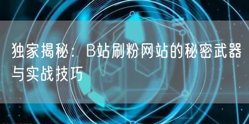 独家揭秘：B站刷粉网站的秘密武器与实战技巧