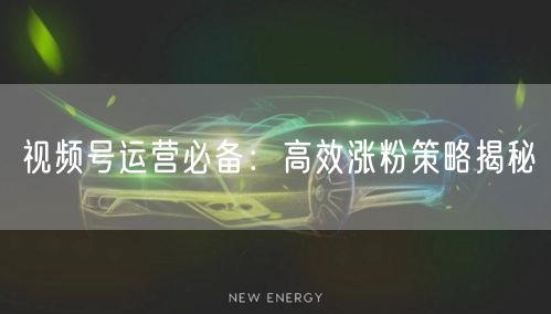 视频号运营必备：高效涨粉策略揭秘