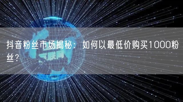 抖音粉丝市场揭秘：如何以最低价购买1000粉丝？