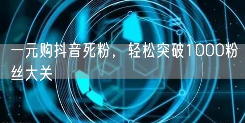 一元购抖音死粉，轻松突破1000粉丝大关