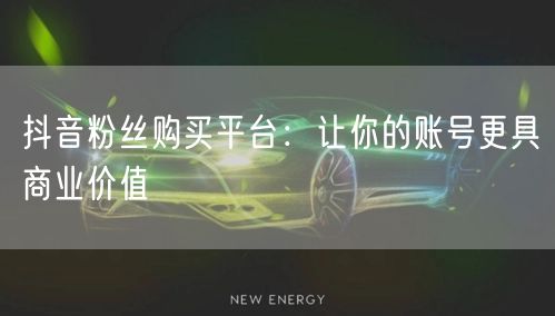 抖音粉丝购买平台：让你的账号更具商业价值