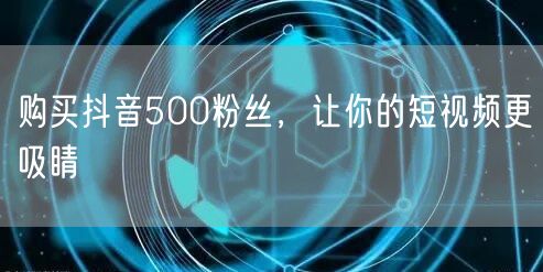 购买抖音500粉丝，让你的短视频更吸睛