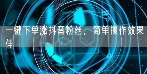 一键下单涨抖音粉丝，简单操作效果佳