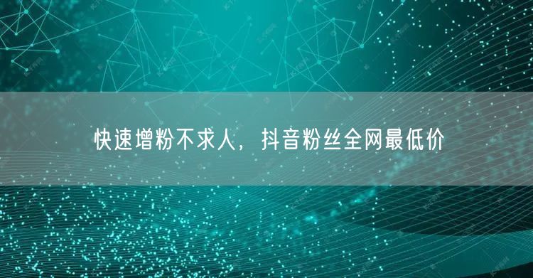 快速增粉不求人，抖音粉丝全网最低价